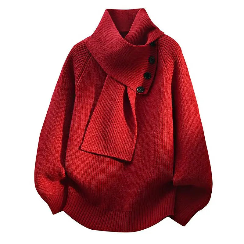 Women's Shawl Collar Knit Sweater for Winter Wear