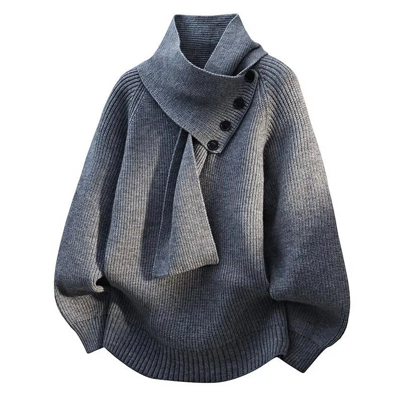 Women's Shawl Collar Knit Sweater for Winter Wear