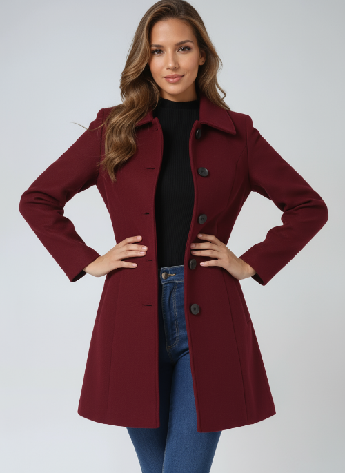 Women's Structured Coat for Autumn Winter Wear