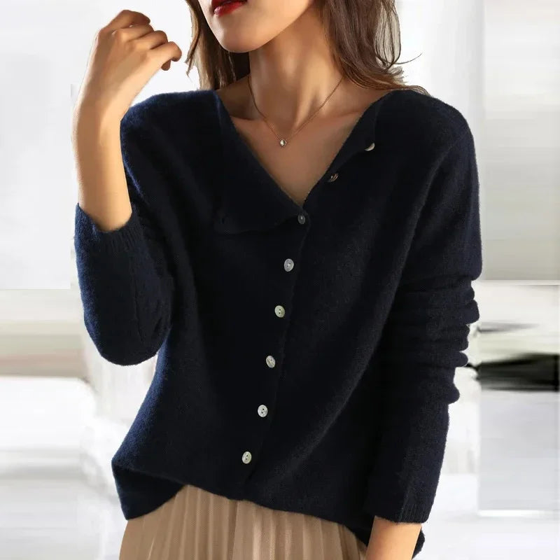 Women's V Neck Cardigan for Cooler Seasonal Wear