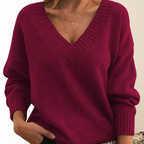 Women's V Neck Sweater for Autumn Winter Layering