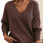Women's V Neck Sweater for Autumn Winter Layering