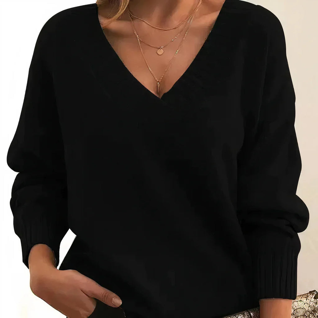 Women's V Neck Sweater for Autumn Winter Layering