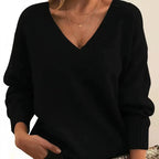 Women's V Neck Sweater for Autumn Winter Layering