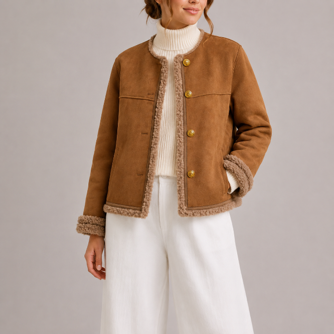 Women's Warm Jacket with Button Front for Winter