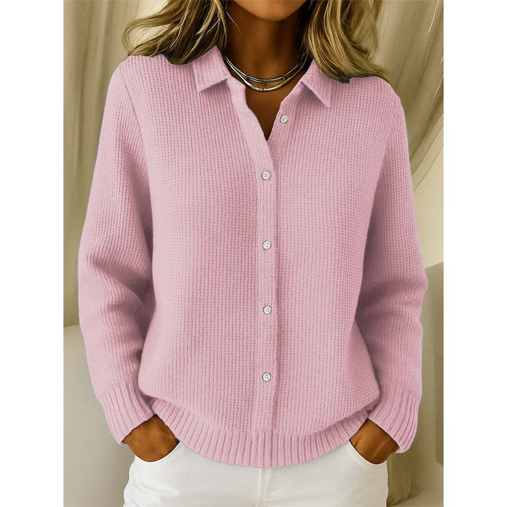 Women's Button-Up Knit Cardigan, Pink – front view