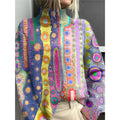Women's Colorful Knit Turtleneck Sweater, Multicolor – front view