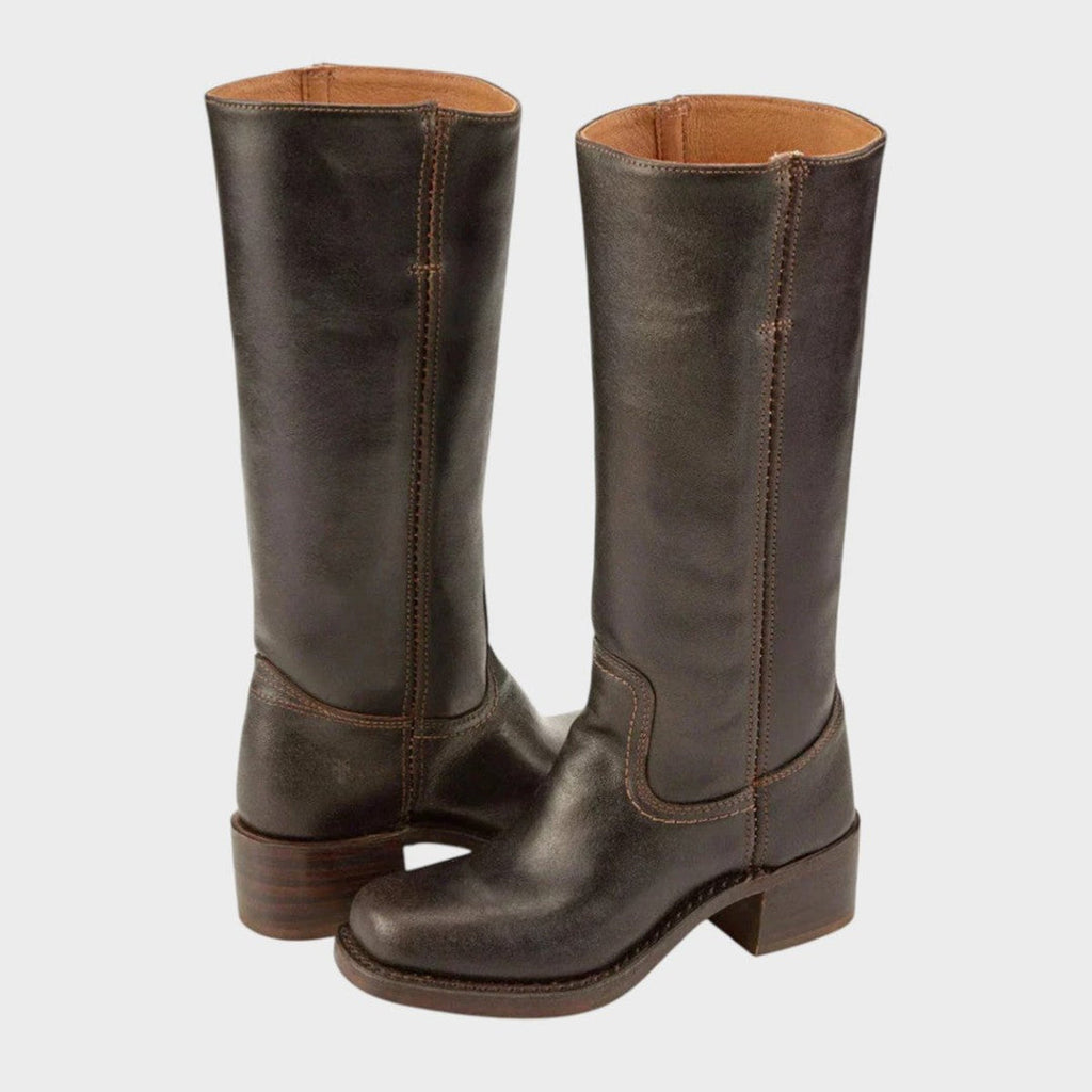 Women's Knee High Western Boots, Dark Brown – front view