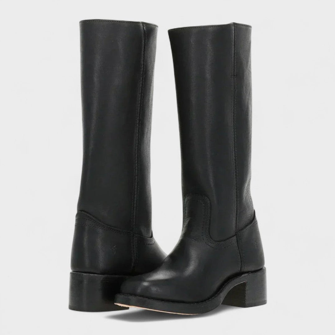 Women's Knee High Western Boots, Black – front view
