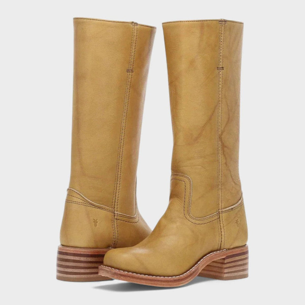 Women's Knee High Western Boots, Yellow – front view