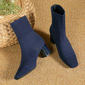 Women's Knit Sock Ankle Boots, Blue – front view