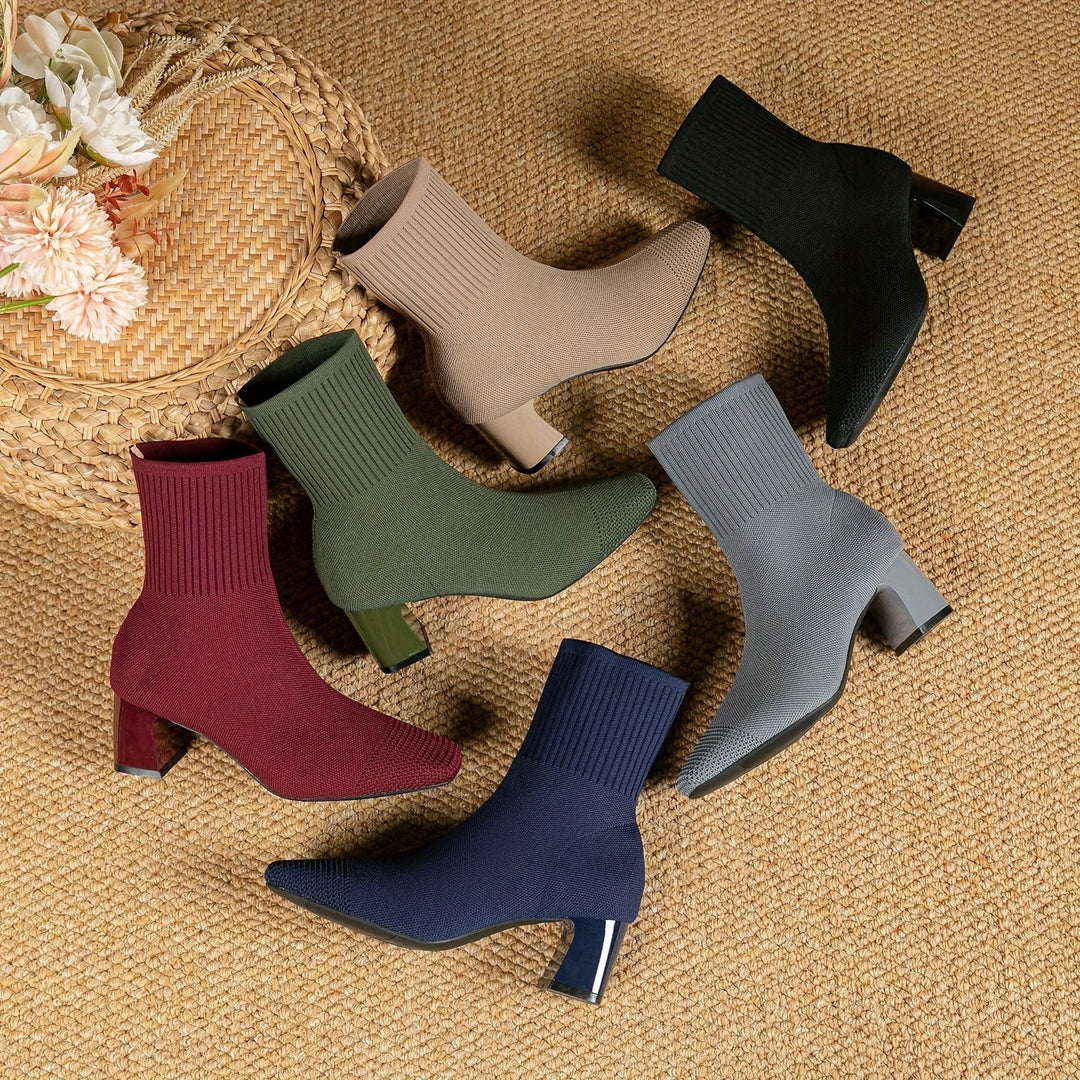 Women's Knit Sock Ankle Boots, Color overview