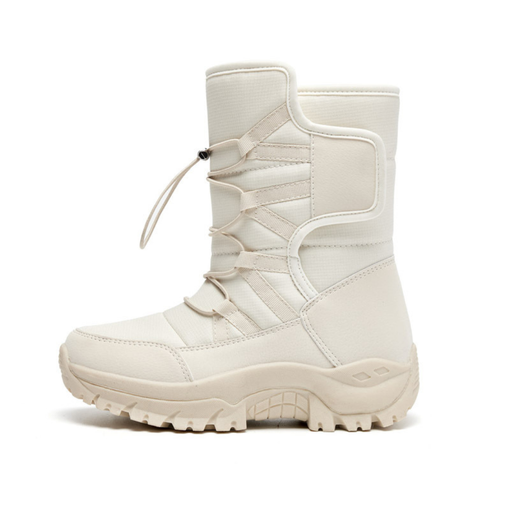 Women's Lace-Up Snow Boots, Cream white – product view