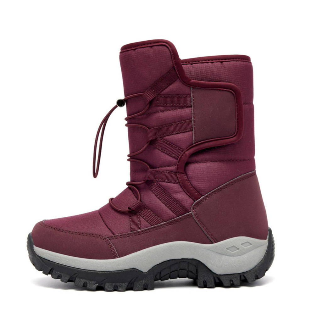 Women's Lace-Up Snow Boots, Burgundy – product view