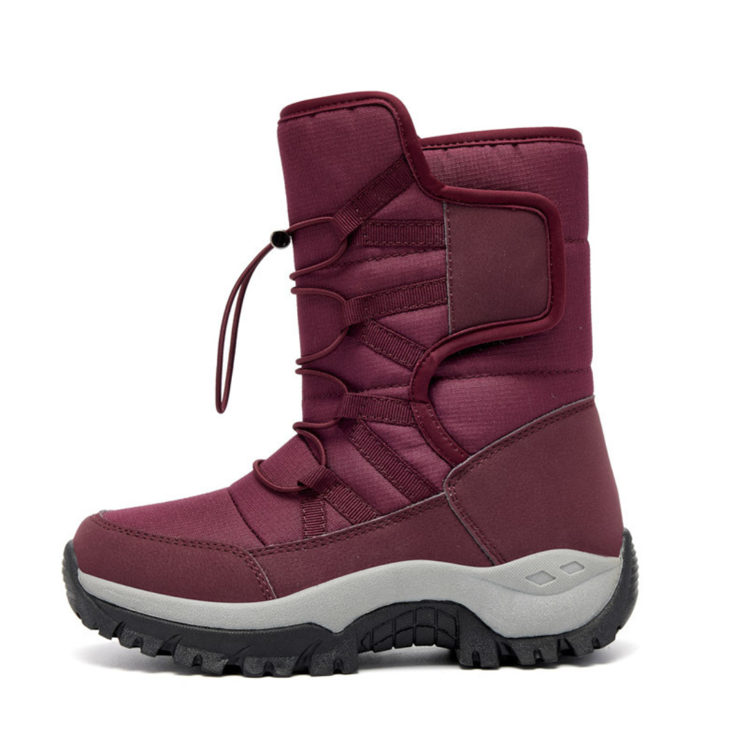 Women's Lace-Up Snow Boots, Burgundy – product view