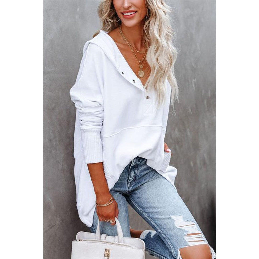 Women's Oversized Hooded Sweatshirt, White – front view
