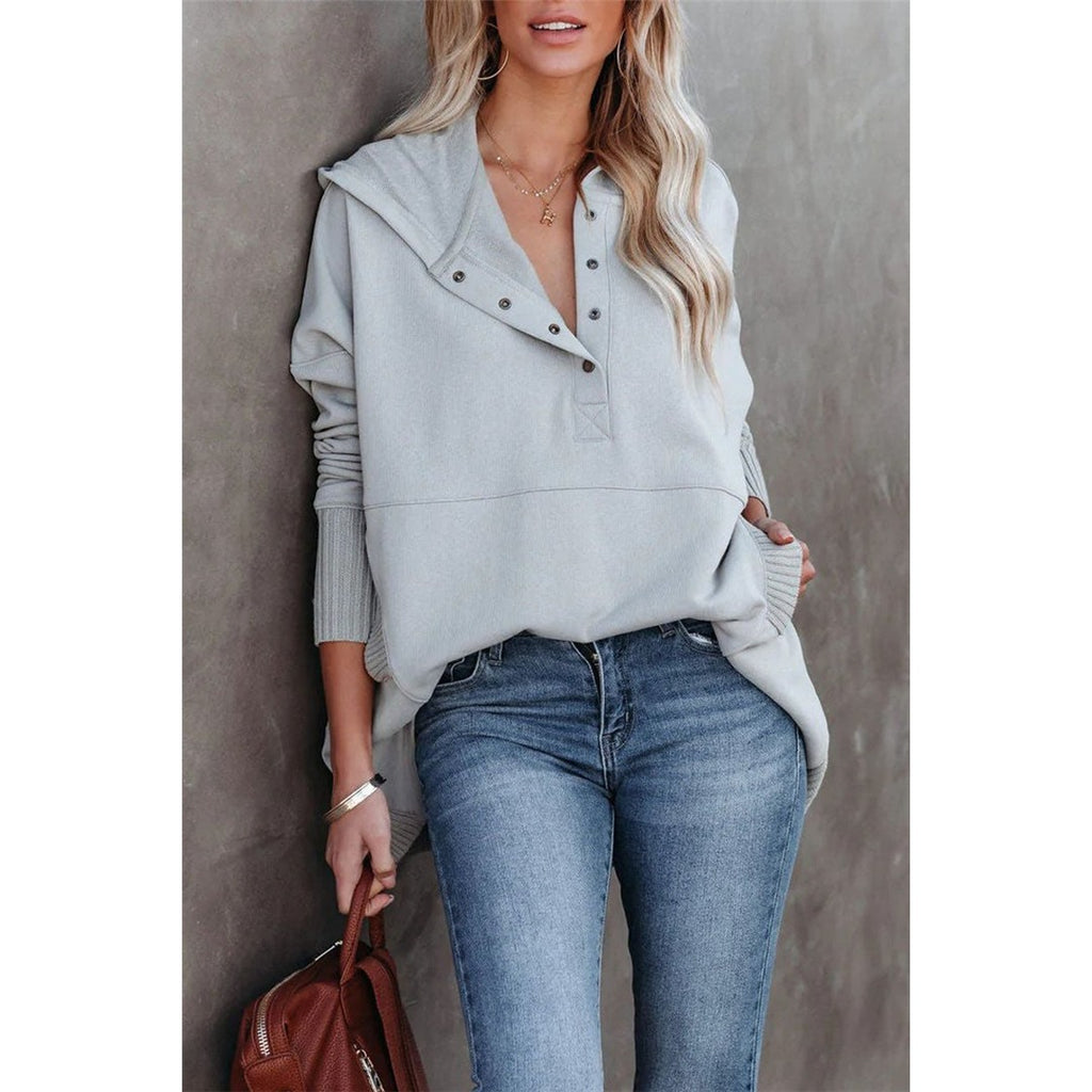 Women's Oversized Hooded Sweatshirt, Gray – front view