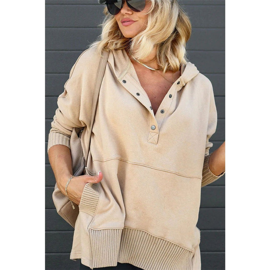 Women's Oversized Hooded Sweatshirt, Beige – front view