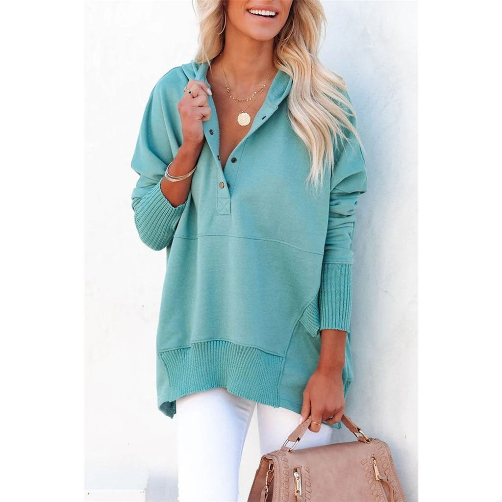 Women's Oversized Hooded Sweatshirt, Aqua – front view