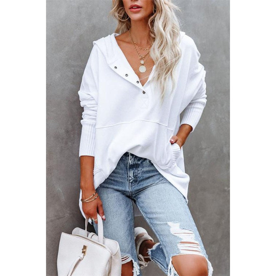 Women's Oversized Hooded Sweatshirt, White – view 2