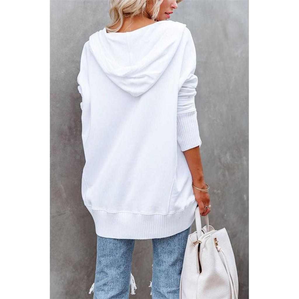 Women's Oversized Hooded Sweatshirt, White – back view