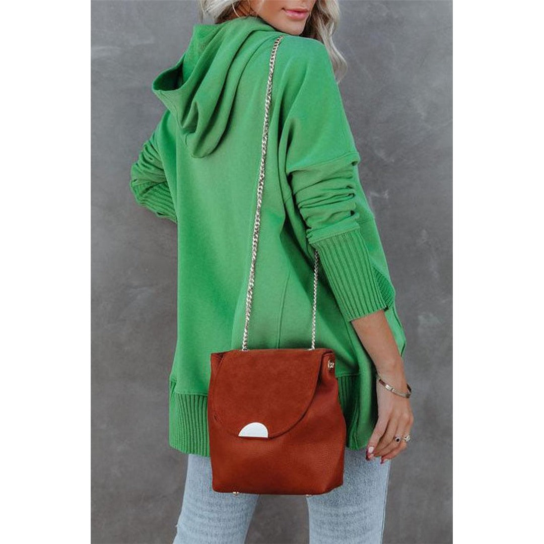 Women's Oversized Hooded Sweatshirt, Green – side view
