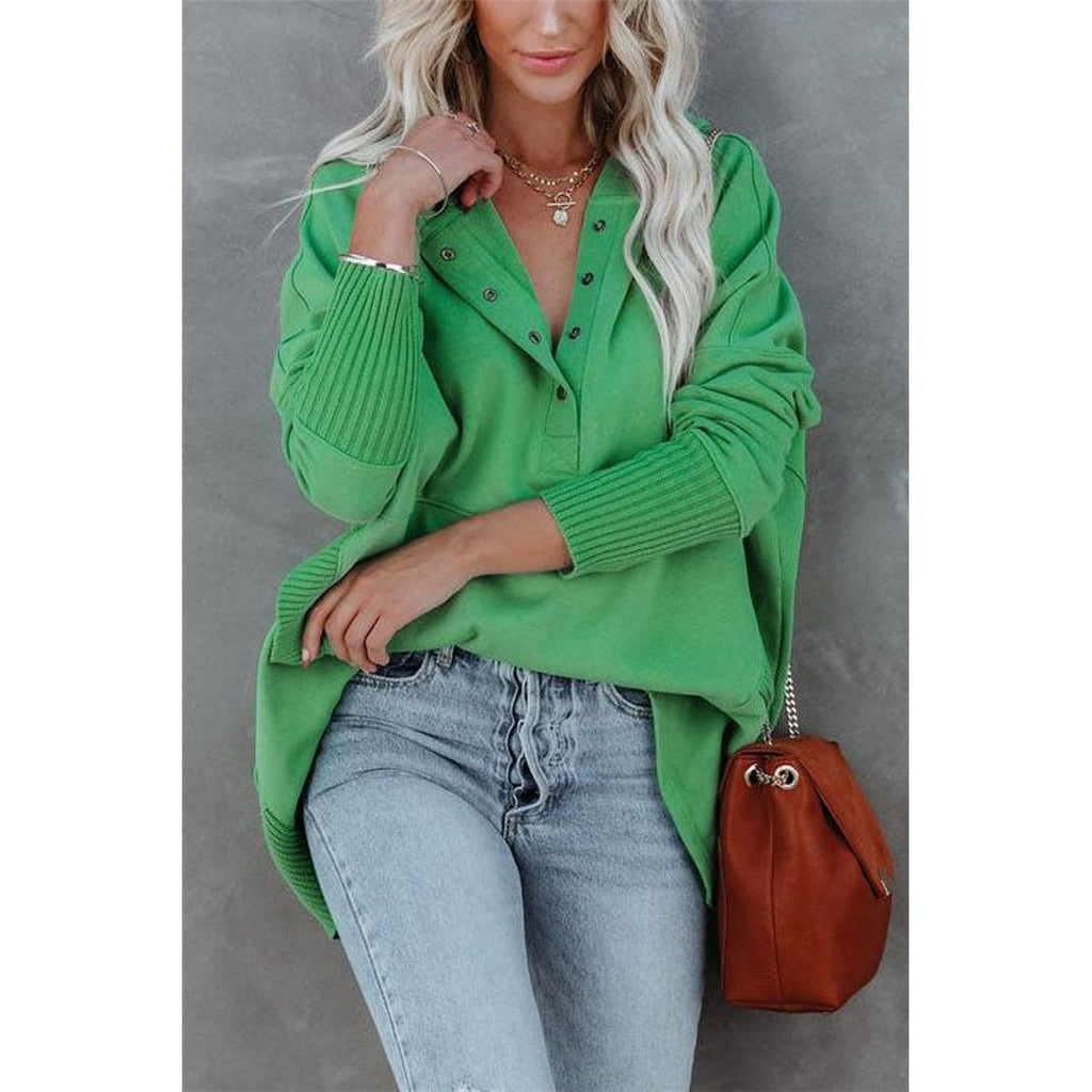 Women's Oversized Hooded Sweatshirt, Green – view 3