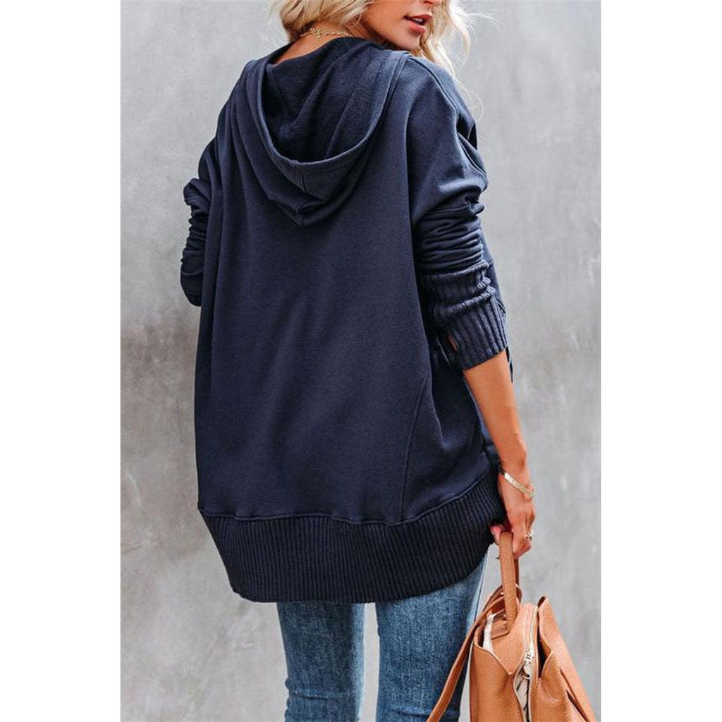 Women's Oversized Hooded Sweatshirt, Navy – back view