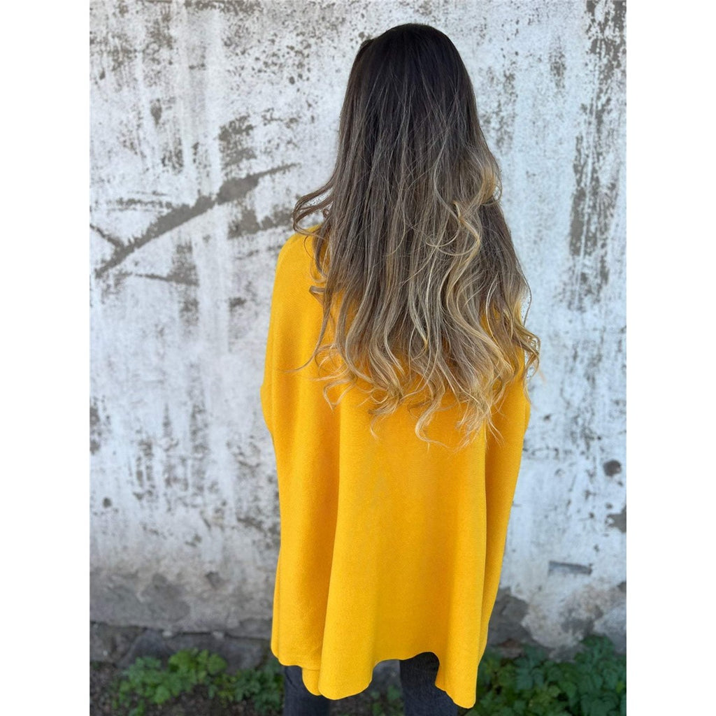 Women's Oversized V-Neck Sweater, Yellow – view 2