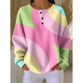 Women's Pastel Geometric Pattern Sweater, Pastel – front view