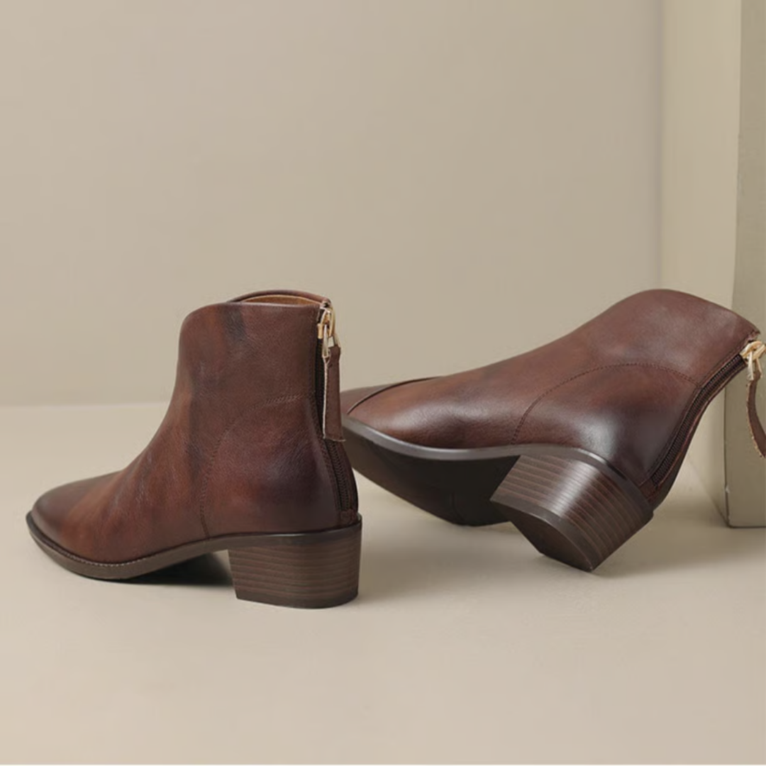 Women's Pointed Toe Ankle Boots, Brown – front view