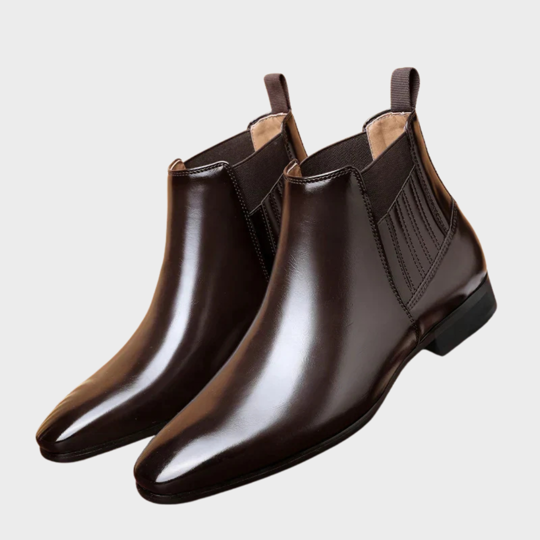 Women's Pointed Toe Chelsea Ankle Boots, Dark brown – studio view