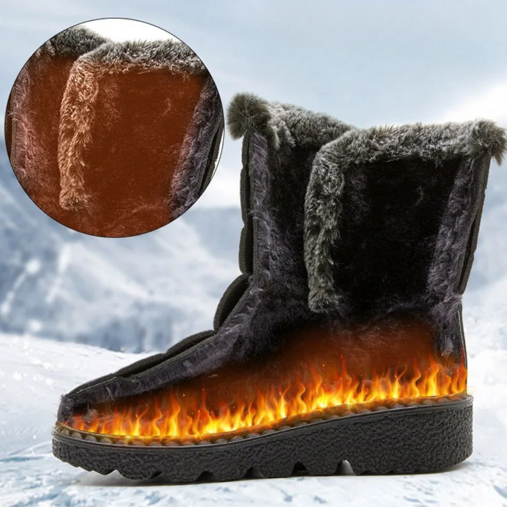 Women's Quilted Winter Boots with Plush Trim, Lining detail