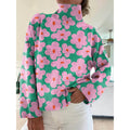 Women's Rose Pattern Turtleneck Sweater, Front view with pink rose pattern