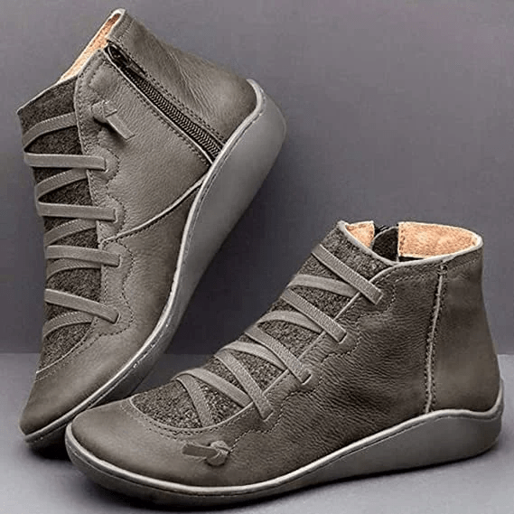 Women's Strap Detail Ankle Boots, Gray – front view