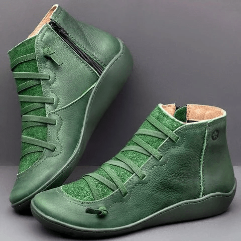Women's Strap Detail Ankle Boots, Green – front view