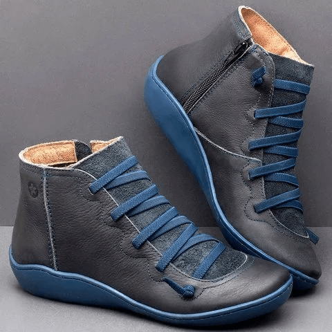 Women's Strap Detail Ankle Boots, Blue – front view