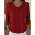 Women's Sweater with Wide Folded Collar, Red – front view