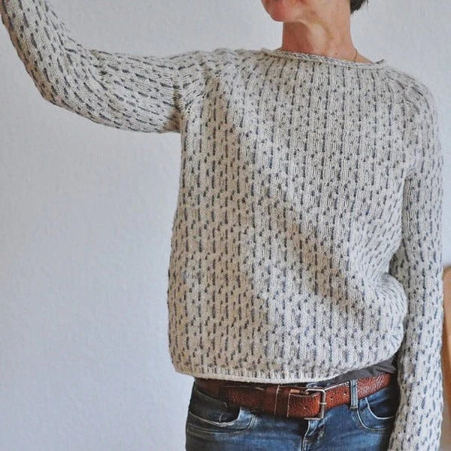 Women's Textured Knit Sweater, Gray – back view