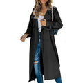 Women's Belted Longline Trench Coat in Black