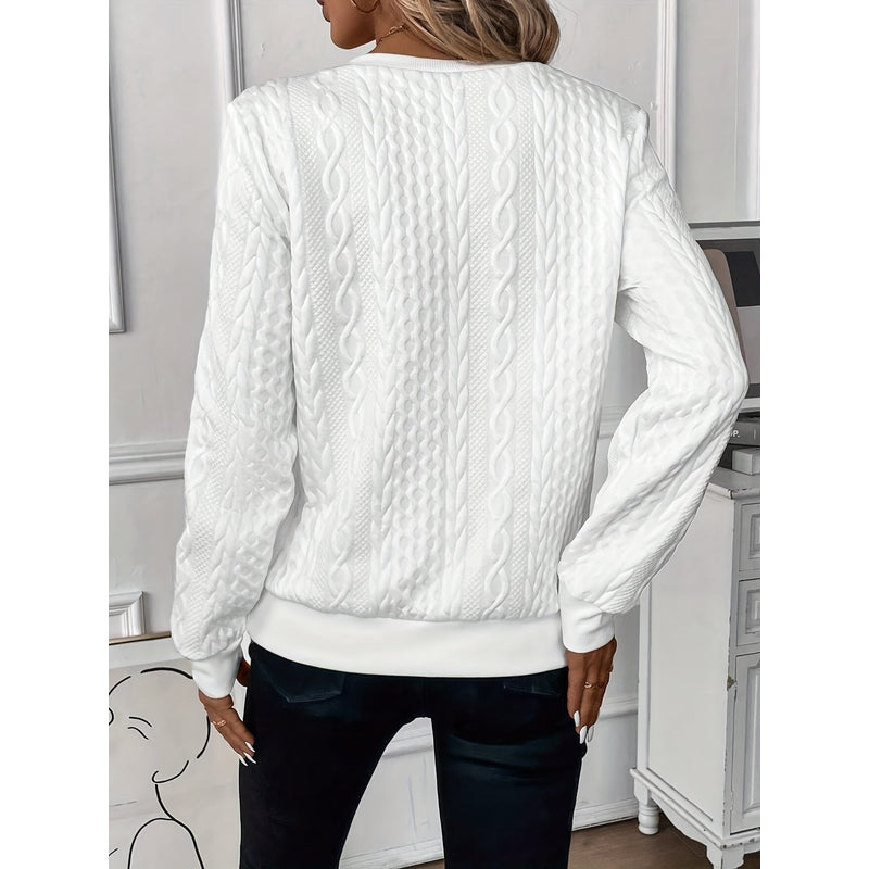 Women's Cable Textured Pullover with Zip Neck – additional view 1