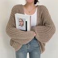 Women's Chunky Knit Open Front Cardigan in Khaki