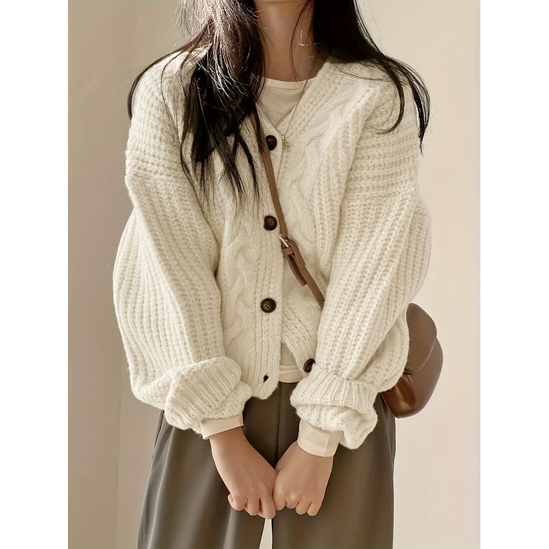 Women's Chunky Knit V Neck Cardigan – additional view 2