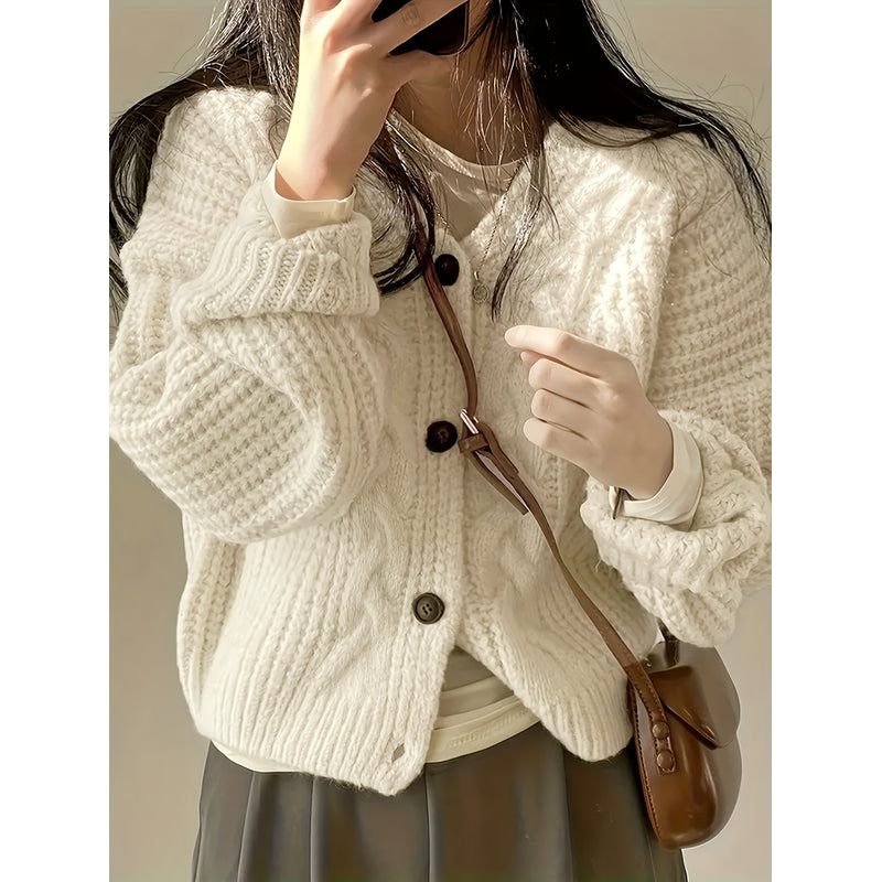 Women's Chunky Knit V Neck Cardigan – additional view 4