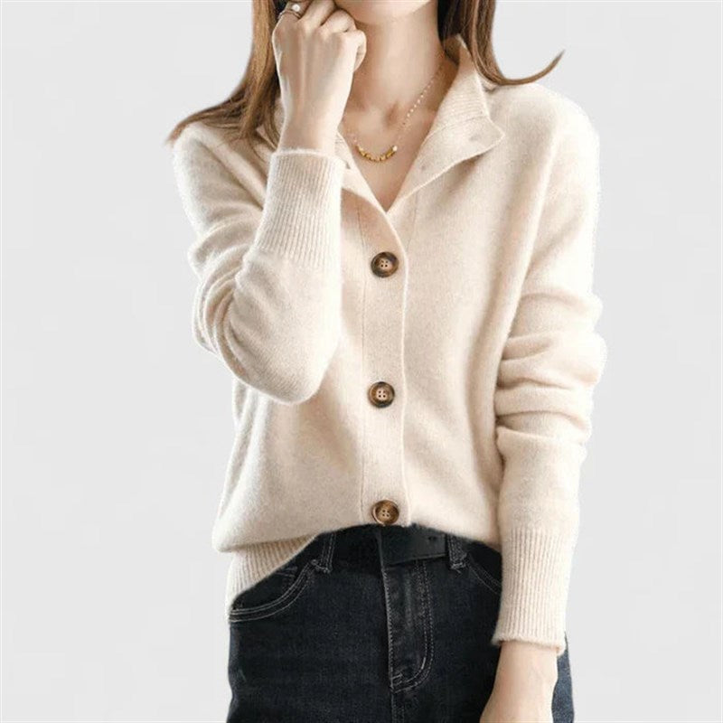 Women's Collared Button Cardigan for Everyday Elegance