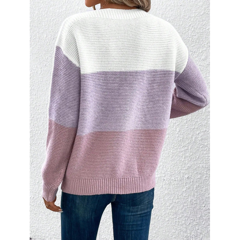 Women's Color Block Knit Sweater – additional view 1