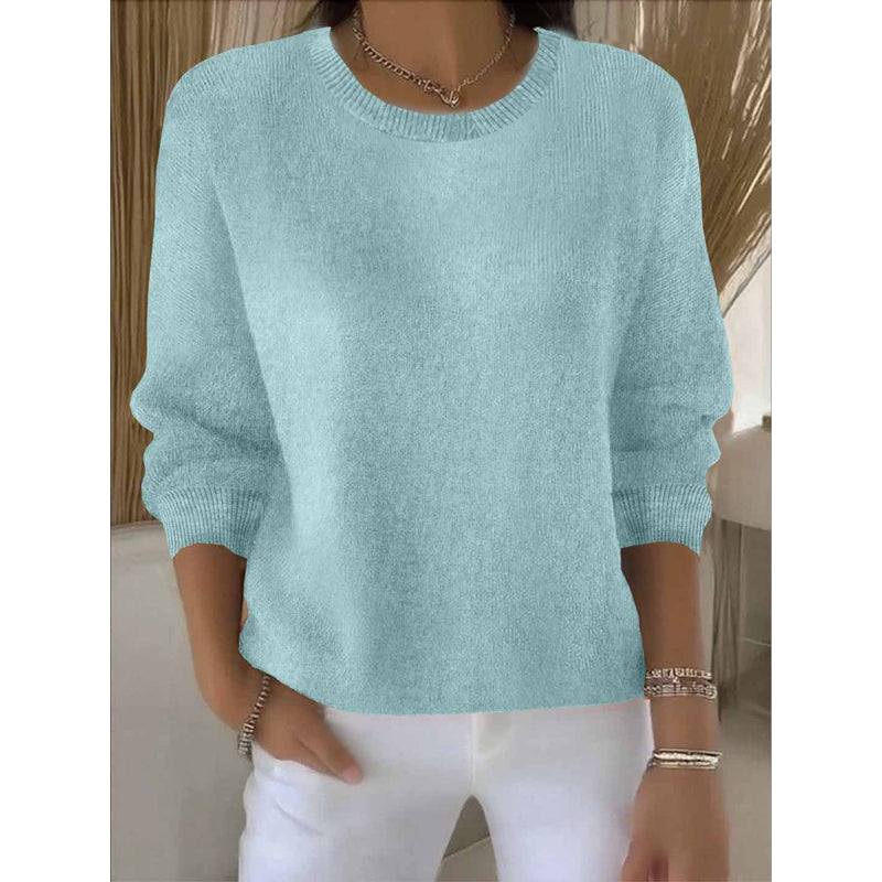 Women's Crew Neck Knit Sweater in Light Green