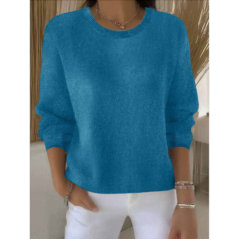 Women's Crew Neck Knit Sweater in Blue