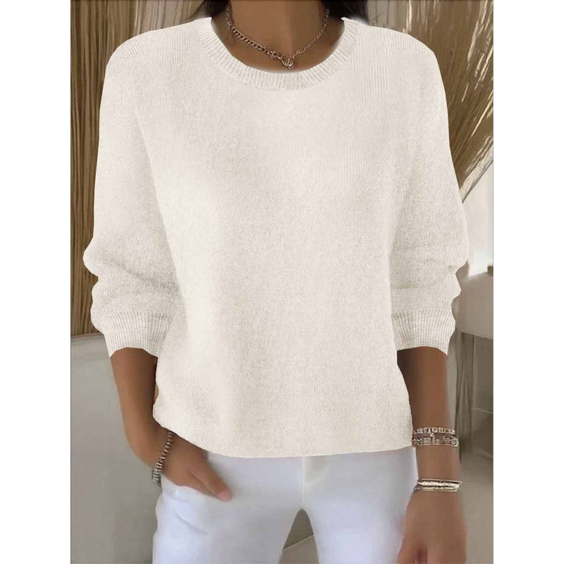 Women's Crew Neck Knit Sweater in Apricot