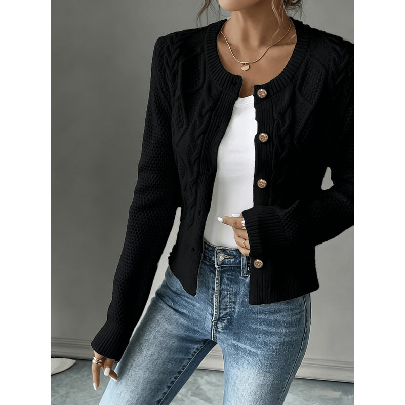 Women's Cropped Cable Knit Cardigan – alternate view 3